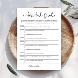 Digital Minimalist Bridal Shower Family Feud Game - Instant Download