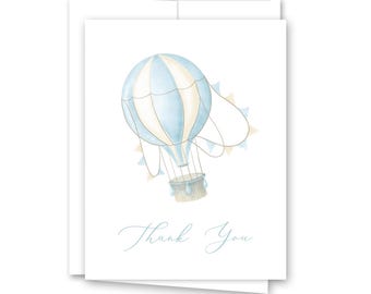 Pink Hot Air Ballon Thank You Cards - Set of 12 with envelopes - 204