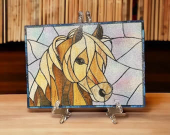 Faux Stained Glass - Horse Cutting Board - Tempered Glass
