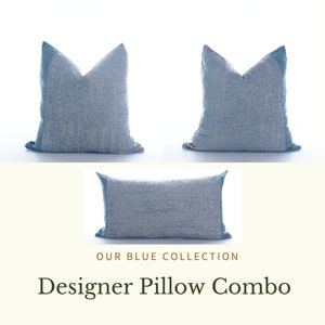 Designer Pillow Combo, Three Blue Pillow Covers