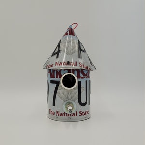 Arkansas license plate birdhouse