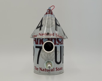 Arkansas license plate birdhouse