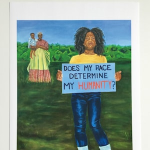 African American Art Print, 13” X 19” black girl with Natural hair Fine Art Print &quot;My Life My Humanity&quot; from original oil painting