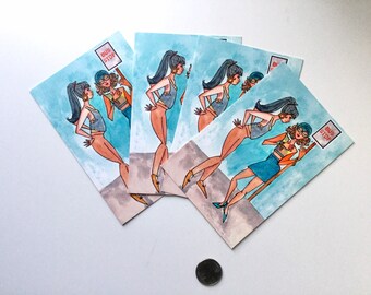 Fine Art Postcard Set of 4, Postcards for Teens and Young Adults "Grown Girls" Postcard Set by Tomisha Lovely-Allen