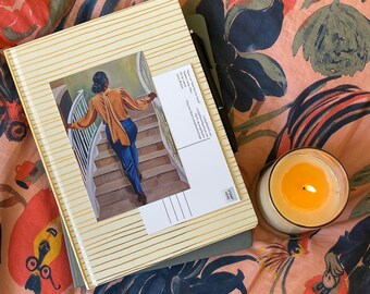 Fine Art Postcard Set 4” x 6” “Never Let Them See You Sweat” by Tomisha Lovely-Allen. African-american woman of strength ascending stairs.