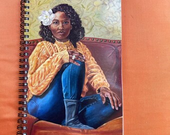 Spiral Notebook college-ruled glossy cover African American woman seated 80 pages 5.5”x 8.5” “Modern Southern” by Tomisha Lovely-Allen