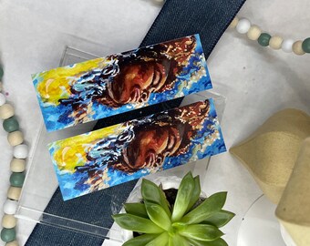 2” X 6”  Golden Hour Swim Fine Art Bookmark on Heavy Glossy Cardstock Printed on both sides. Tomisha Lovely-Allen.  African American Girl