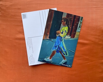 Figurative Fine Art Postcard 4” x 6” “Blue Denim Skirt” by Tomisha Lovely-Allen