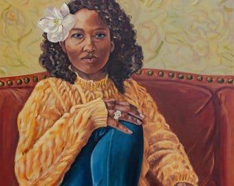 African American Woman Fine Art Print, "Modern Southern" from Original Oil Painting by Tomisha Lovely-Allen Southern Charm