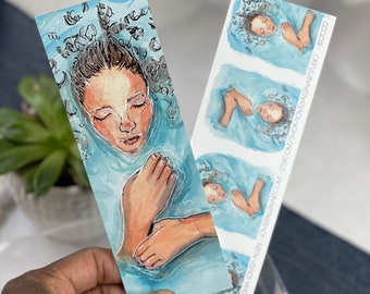 2” X 6” African American Woman Fine Art Bookmarks on Heavy Glossy Cardstock Printed on both sides. by Tomisha Lovely-Allen.  Rebirth.
