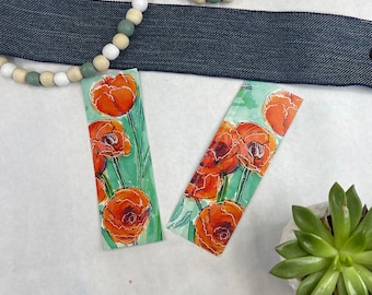 Floral Art 2” X 6” Poppy Fine Art Bookmark on Heavy Glossy Cardstock Printed on both sides. by Tomisha Lovely-Allen.