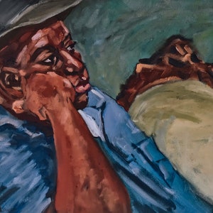 African American Art Black Man Jazz 11 x 14 Fine art print, &quot;Lavaski&#39;s Blues&quot; from original oil painting