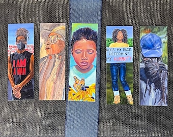2” X 6” African American Fine Art Bookmarks on Heavy Glossy Cardstock Printed on Both Sides 5 Designs of works by Tomisha Lovely-Allen