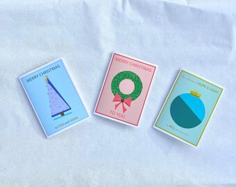 Christmas/holiday Blank Note Cards & sets 5" x 7" linen textured paper Tomisha Lovely-Allen wreath, Christmas tree, ornament, stationery set