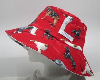 Bucket Hat 26" 3X Large hat, Reversible hat, 3XL hat, dachshund, French Bulldog, Russian Borzoi, English Sheepdog, Dog walker, AKC, ASPCA