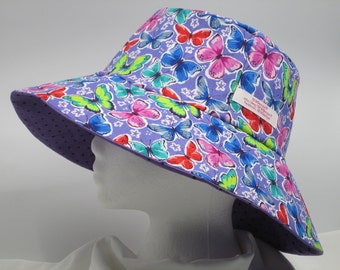 Bucket Hat 26" 3X Large hat, Reversible hat, 3XL hat, beach hat, hats for large heads, 3XL Sun Hat, Butterfly, Alzheimer's awareness
