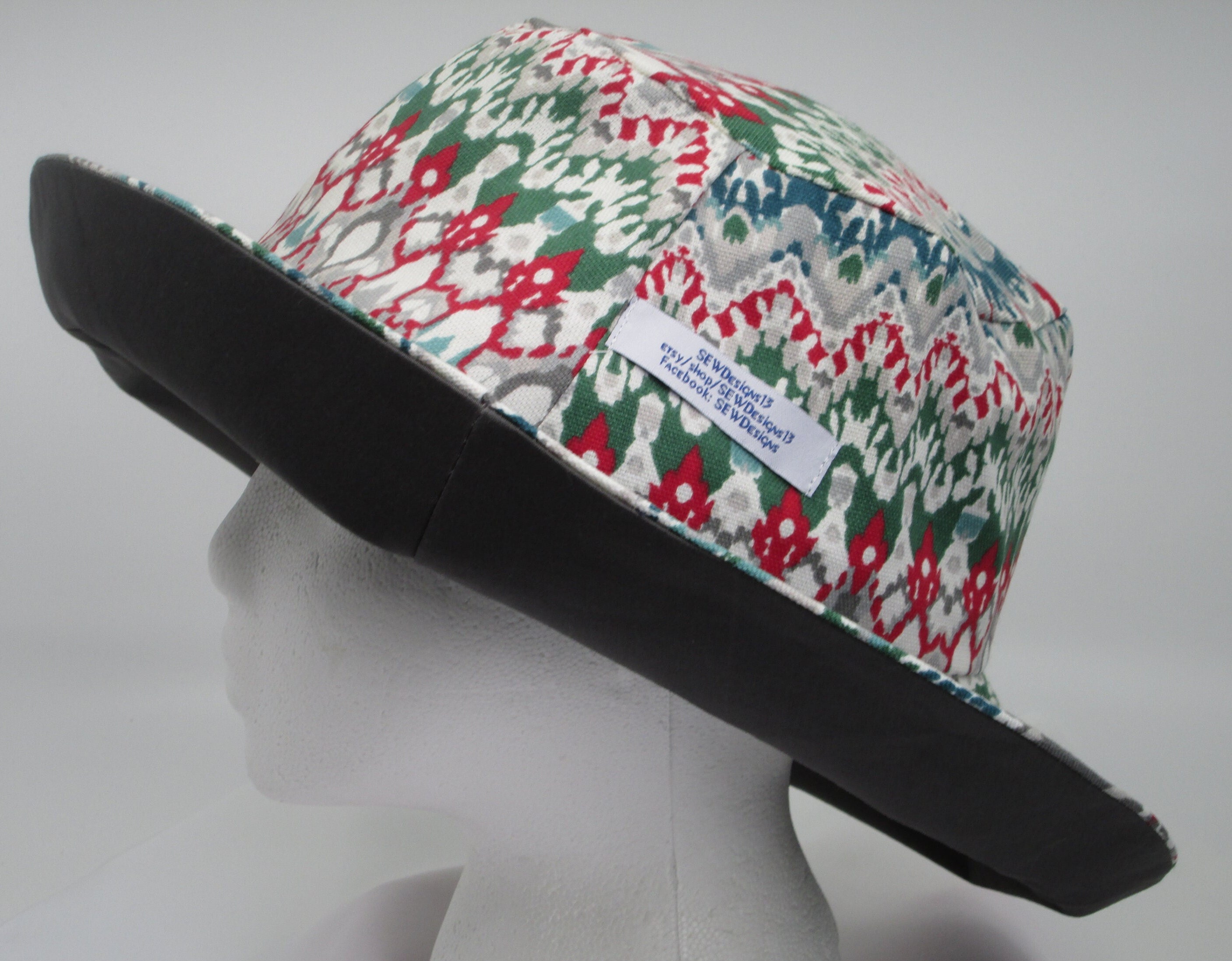 Oversized Cotton Twill Bucket Hat with Striped Band - XXL Big Head Pride Rainbow Stripes Adult Bucket Hat by Celebrate It  main image 3