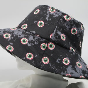 Bucket Hat 25&quot; XX Large hat, Halloween reversible hat, hat for large heads, Halloween hat, Eyeballs, blood shot eyes, creepy eyes, science