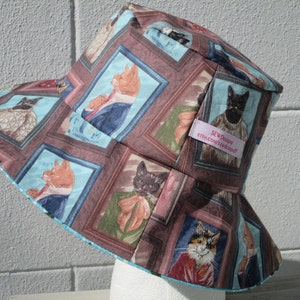 Bucket Hat 22&quot; Medium reversible Cats with sweaters, suits, dresses, Cat  Portraits, Cat family portrait, holly