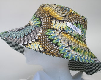 Bucket Hat 25" XX Large hat, Feather hat, 2XL reversible hat, hat for big heads, 2XL bucket hat, 2XL Sun Hat, feathers