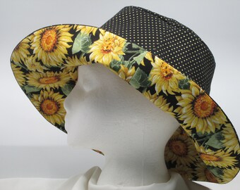 Bucket Hat 26" 3X Large hat, Reversible hat, 3XL hat, Sunflower hat, hats for large heads, 3XL Sun Hat, Sunflowers, Garden hat, Gardening