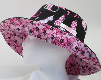 Bucket Hat 25" XX Large hat, Pink cat, white cat hat, 2XL reversible hat, hat for big heads, 2XL bucket hat, 2XL Sun Hat, 2XL Pink paw print