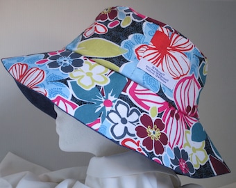 Bucket Hat 25" XX Large hat, reversible hat, hat for large heads, Tropical flower, 2XL sun hat, XXL bucket hat, Floral bucket hat