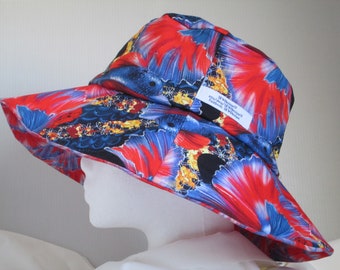 Bucket Hat 25" XX Large hat, reversible hat, hat for large heads, blue betta fish, red betta fish, 2XL sun hat, Fishing hat, XXL bucket hat