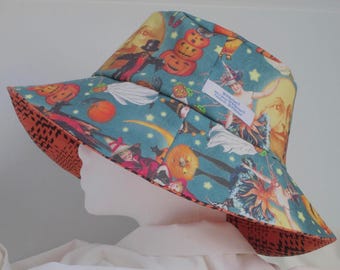 Anglerhut 24"Hexe, Wendehut für große Köpfe, Sonnenhut, Halloweenhut, Vintage Halloween, Kostüm, Mondhut