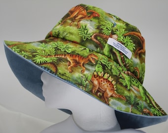 Eimer Hut 25 ", Dinosaurier, 2XLarge Hut, Hut für Große Köpfe, 2XL Eimer Hut, 2XL Reversibel Hut, T-Rex Hut, Brontosaurus, prähistorisches Leben,