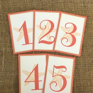 Wedding Table Numbers, Starfish Wedding Table Numbers, Destination Wedding Table Numbers, Beach Wedding Table Numbers, Wedding Table Numbers