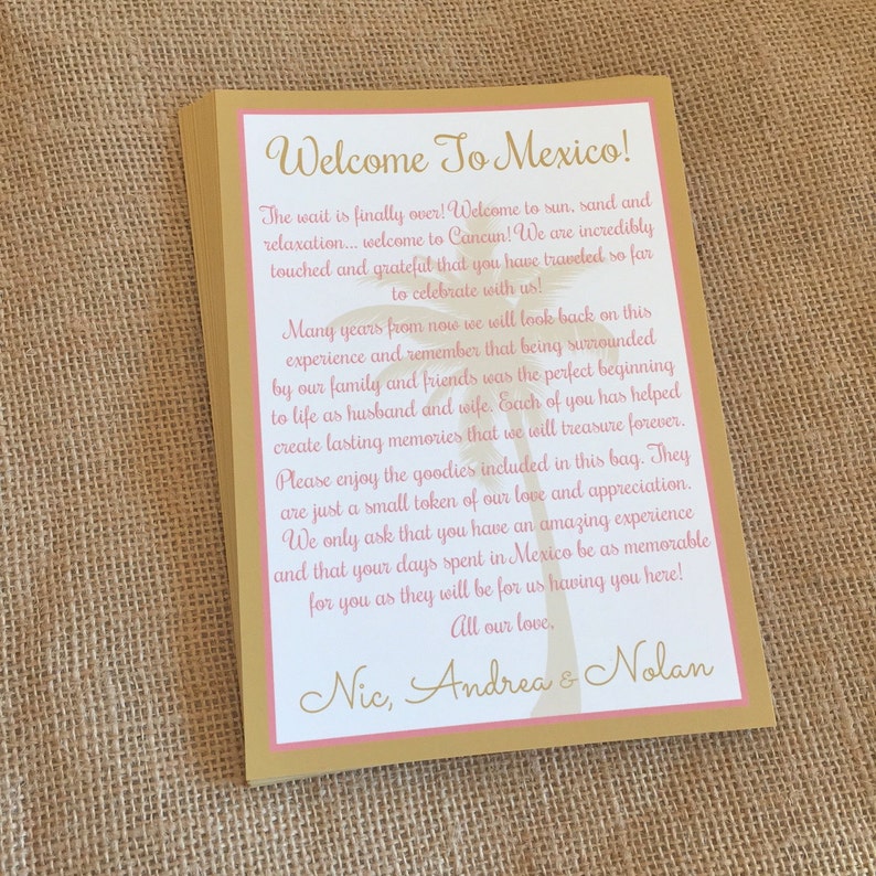 Wedding Tropical Welcome Letter Wedding Welcome Destination Wedding Welcome Welcome Letter Welcome Note Beach Wedding Welcome Letter