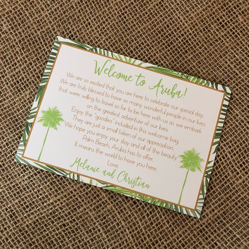 Destination Wedding Welcome Letter Welcome Note Etsy