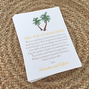 Wedding Welcome Letters, Palm Tree Welcome Letter, Destination Wedding Welcome, Beach Wedding Welcome Note, Customized Welcome Letter image 1