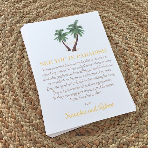 Palm Tree Beach Abroad Personalised Any Wording Welcome To Our Wedding Sign