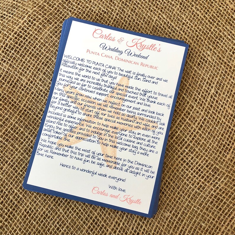 Welcome letter for wedding guests picture