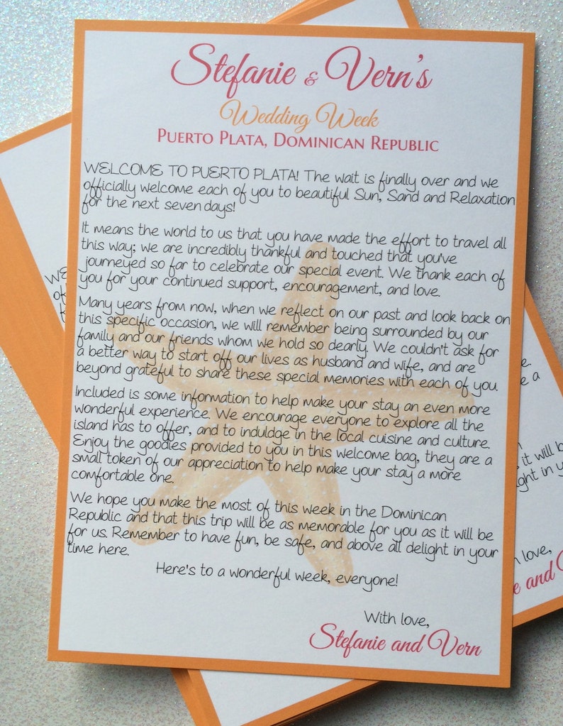 Wedding Welcome Letter Destination Wedding Welcome Letter Etsy