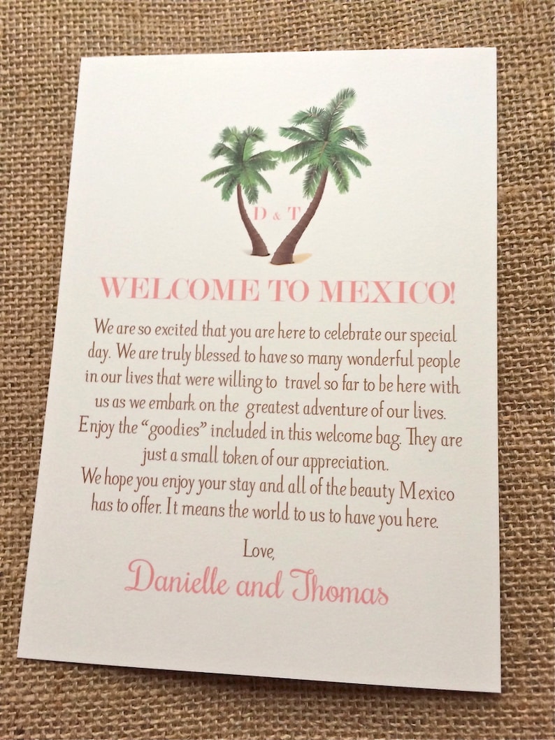 Wedding Welcome Letters, Palm Tree Welcome Letter, Destination Wedding Welcome, Beach Wedding Welcome Note, Customized Welcome Letter image 2