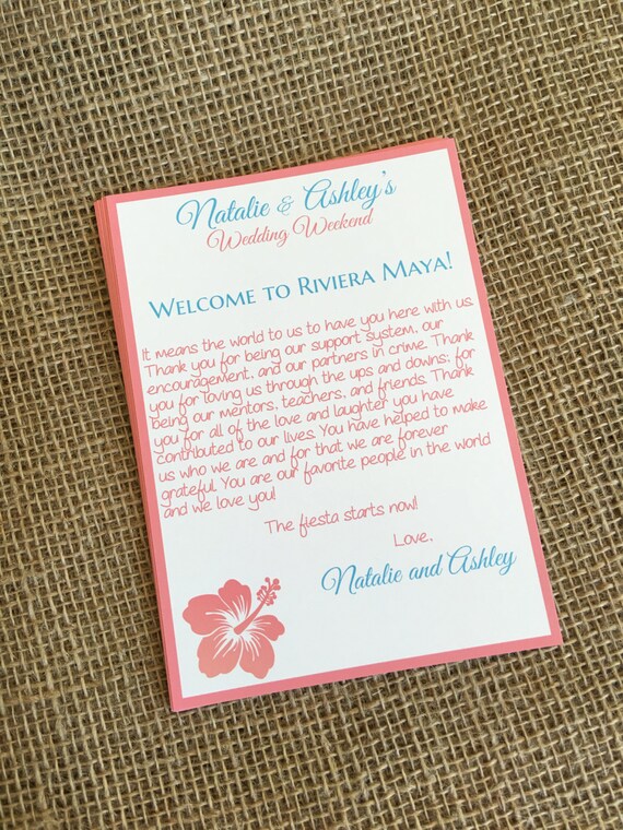 Destination Wedding Welcome Letter Beach Wedding Welcome Etsy