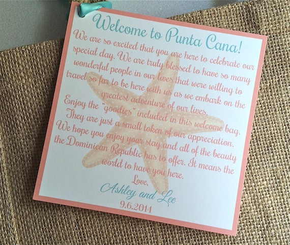 Destination Wedding Welcome Bag Tag Wedding Welcome Letter Etsy