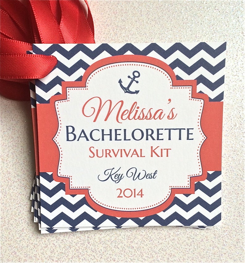 Bachelorette Party Survival Kit Tags, Personalized Bachelorette Party, Bridal Party Gift, Birthday Weekend Tags, 21st Birthday Tags image 3