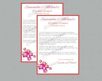 Beach Wedding Welcome Letter, Hibiscus Design (Digital File)