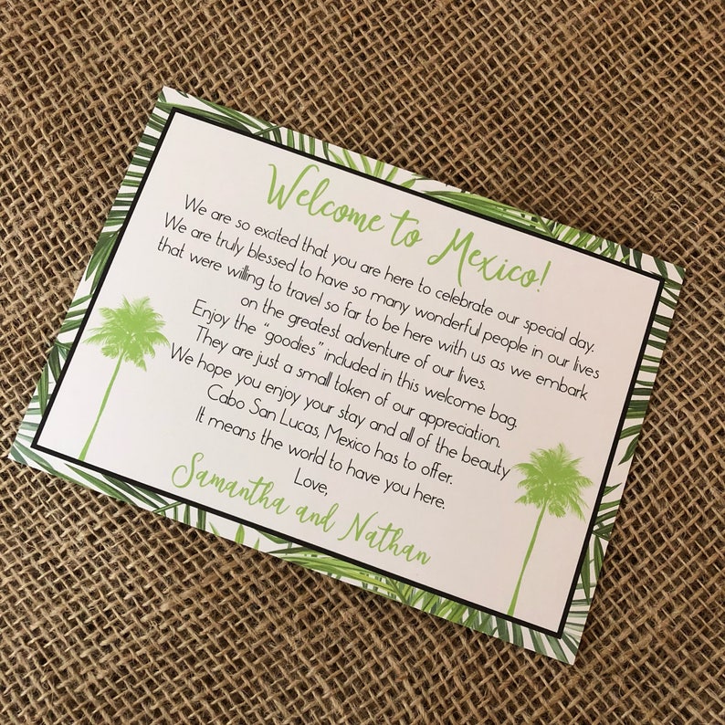 Destination Wedding Welcome Letter Welcome Note Etsy
