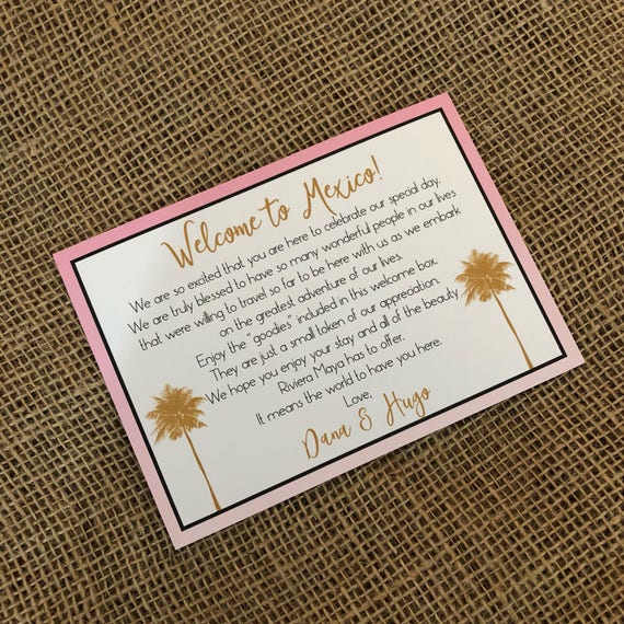 Destination Wedding Welcome Letter Welcome Note Etsy