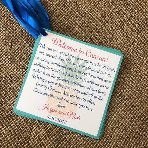 Destination Wedding Welcome Bag Tag Beach Wedding Welcome Etsy