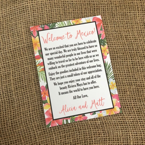 Destination Wedding Welcome Letter Beach Wedding Welcome Etsy