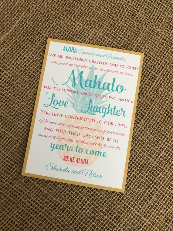 Destination Wedding Welcome Letter Hawaii Wedding Welcome Etsy