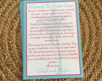 Beach Wedding Welcome Letter, Destination Wedding Note