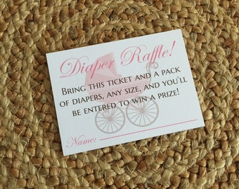 Diaper Raffle Card, Diaper Raffle Ticket, Diaper Raffle, Baby Shower Diaper Raffle, Raffle Cards, Baby Shower Game, Shower Games