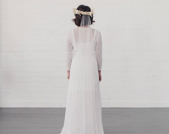 Barely there wedding veil, minimal soft veil, ultra sheer, illusion tulle bridal veil, raw cut edge, simple, subtle, narrow, plain | CHARITY